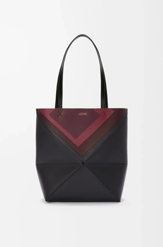 Medium Puzzle Fold tote in nappa calfskin Black/Burgundy Medium Puzzle Fold tote in nappa calfskin Black/Burgundy
