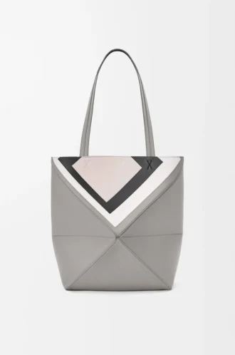 Medium Puzzle Fold tote in nappa calfskin Grey/Light Ghost