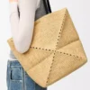 Medium Puzzle Fold tote in raffia Natural