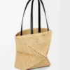 Medium Puzzle Fold tote in raffia Natural