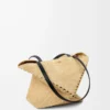 Medium Puzzle Fold tote in raffia Natural