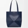 Medium Puzzle Fold tote in shiny calfskin Abyss Blue Medium Puzzle Fold tote in shiny calfskin Abyss Blue
