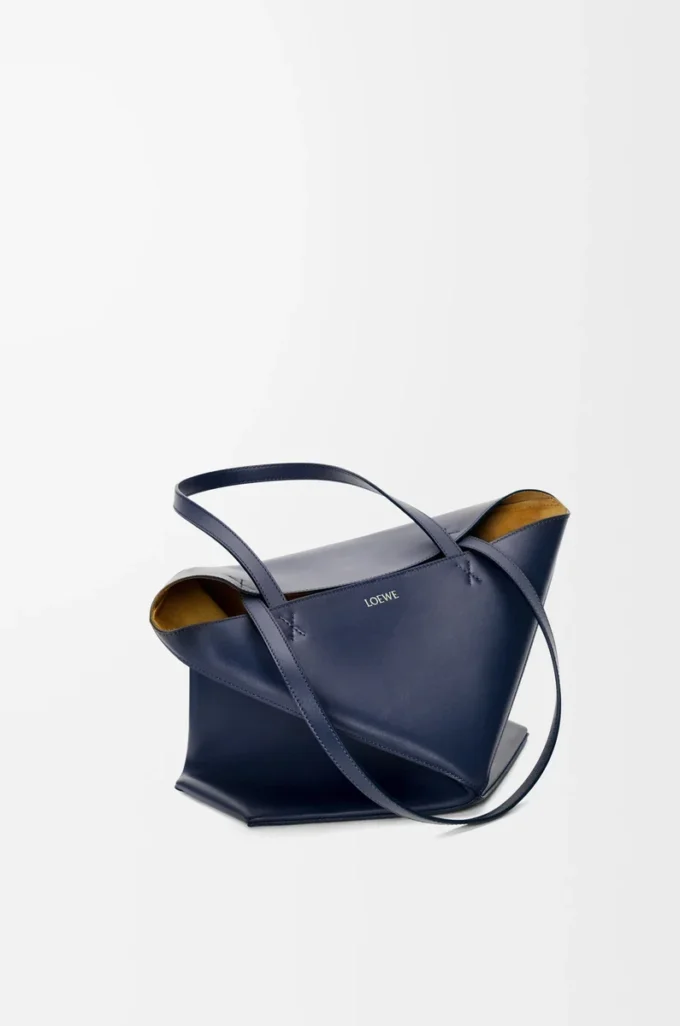 Medium Puzzle Fold tote in shiny calfskin Abyss Blue Medium Puzzle Fold tote in shiny calfskin Abyss Blue