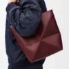 Medium Puzzle Fold tote in shiny calfskin Dark Burgundy Medium Puzzle Fold tote in shiny calfskin Dark Burgundy