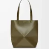 Medium Puzzle Fold tote in shiny calfskin Dark Khaki Medium Puzzle Fold tote in shiny calfskin Dark Khaki