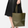 Medium Puzzle Fold tote in shiny calfskin Dark Khaki Medium Puzzle Fold tote in shiny calfskin Dark Khaki
