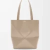 Medium Puzzle Fold tote in shiny calfskin Sand Medium Puzzle Fold tote in shiny calfskin Sand