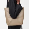 Medium Puzzle Fold tote in shiny calfskin Sand Medium Puzzle Fold tote in shiny calfskin Sand