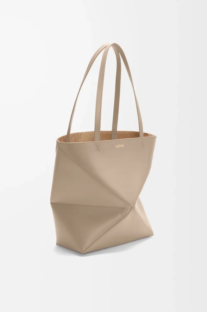 Medium Puzzle Fold tote in shiny calfskin Sand Medium Puzzle Fold tote in shiny calfskin Sand