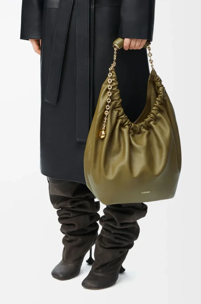 Medium Squeeze bag in mellow nappa lambskin Olive Medium Squeeze bag in mellow nappa lambskin Olive