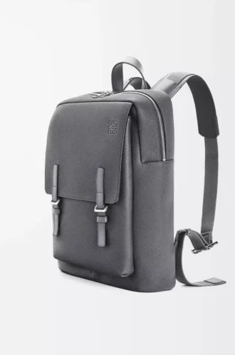 Military backpack in soft grained calfskin Anthracite
