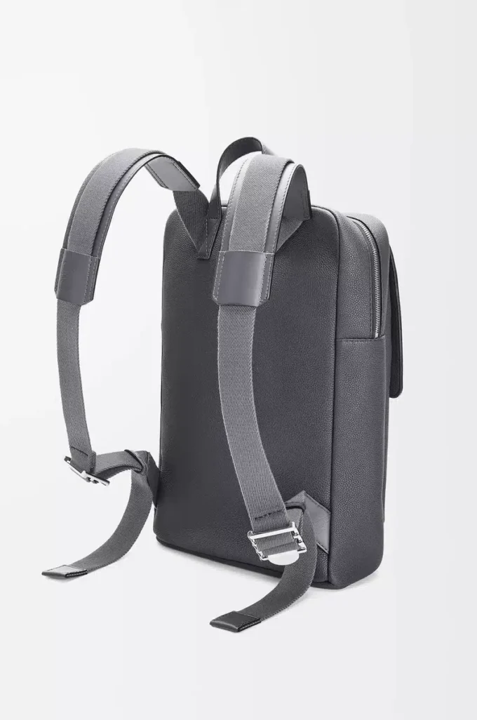 Military backpack in soft grained calfskin Anthracite Military backpack in soft grained calfskin Anthracite