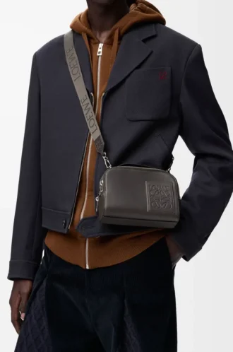 Mini crossbody camera bag in satin calfskin Dark Grey