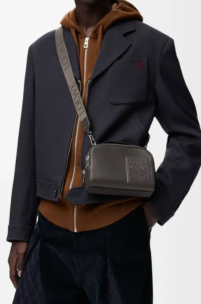 Mini crossbody camera bag in satin calfskin Dark Grey Mini crossbody camera bag in satin calfskin Dark Grey