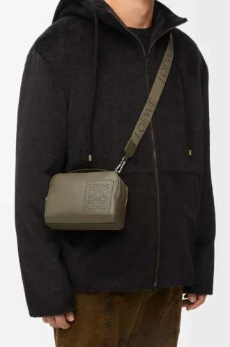 Mini crossbody camera bag in satin calfskin Khaki Green