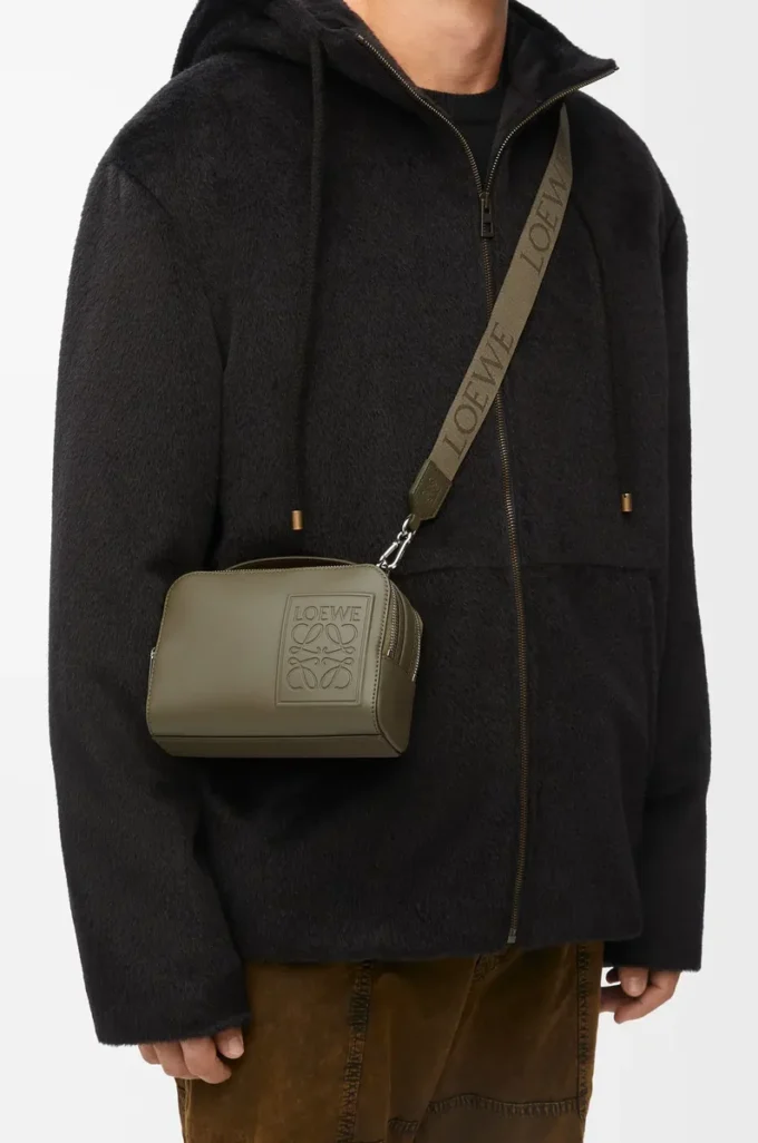 Mini crossbody camera bag in satin calfskin Khaki Green Mini crossbody camera bag in satin calfskin Khaki Green