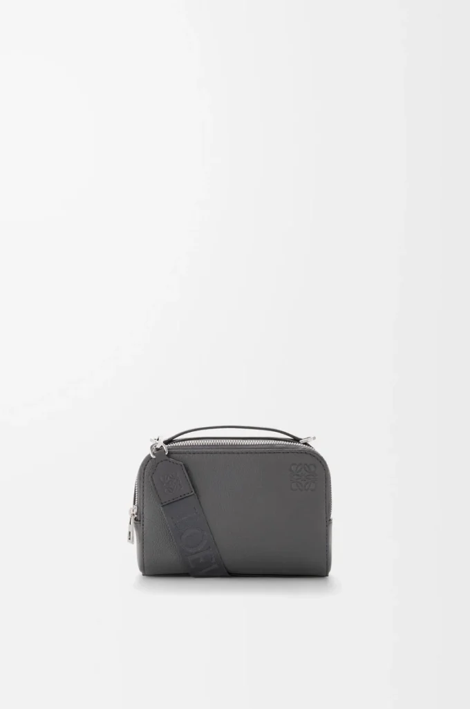 Mini crossbody camera bag in soft grained calfskin Anthracite