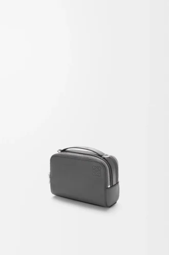 Mini crossbody camera bag in soft grained calfskin Anthracite