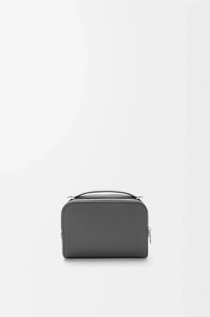 Mini crossbody camera bag in soft grained calfskin Anthracite
