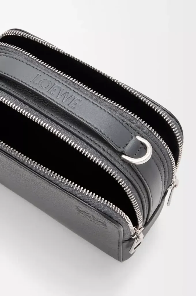 Mini crossbody camera bag in soft grained calfskin Anthracite