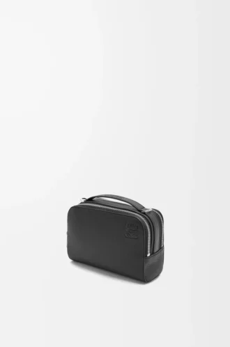 Mini crossbody camera bag in soft grained calfskin Black
