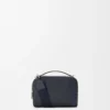 Mini crossbody camera bag in soft grained calfskin Deep Navy