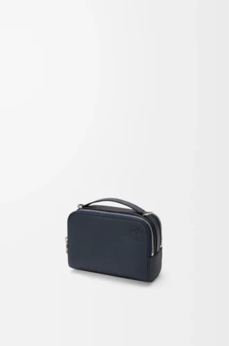 Mini crossbody camera bag in soft grained calfskin Deep Navy