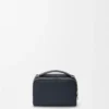 Mini crossbody camera bag in soft grained calfskin Deep Navy
