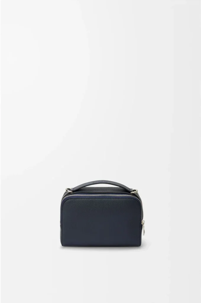 Mini crossbody camera bag in soft grained calfskin Deep Navy