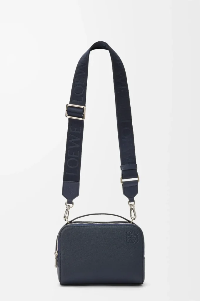 Mini crossbody camera bag in soft grained calfskin Deep Navy