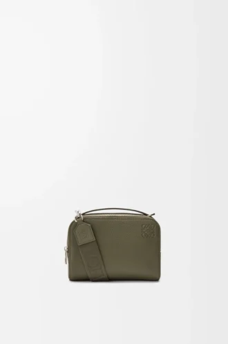 Mini crossbody camera bag in soft grained calfskin Khaki Green