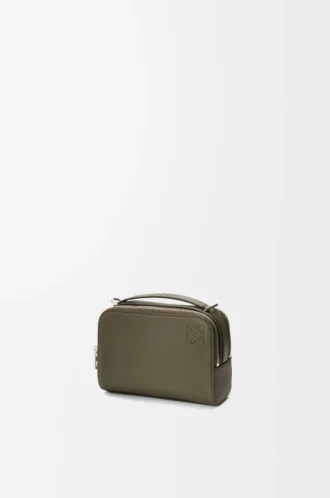 Mini crossbody camera bag in soft grained calfskin Khaki Green