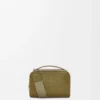 Mini crossbody camera bag in soft grained calfskin Olive