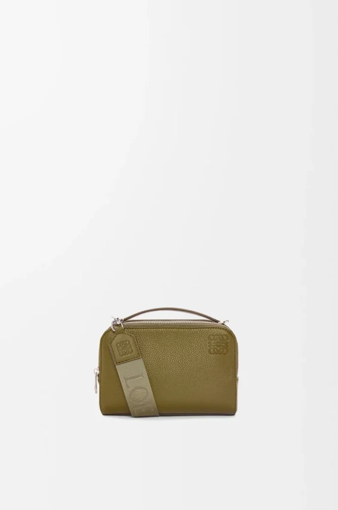 Mini crossbody camera bag in soft grained calfskin Olive