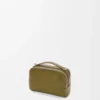 Mini crossbody camera bag in soft grained calfskin Olive