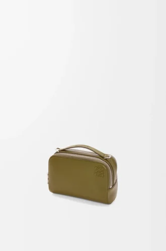 Mini crossbody camera bag in soft grained calfskin Olive