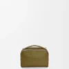 Mini crossbody camera bag in soft grained calfskin Olive