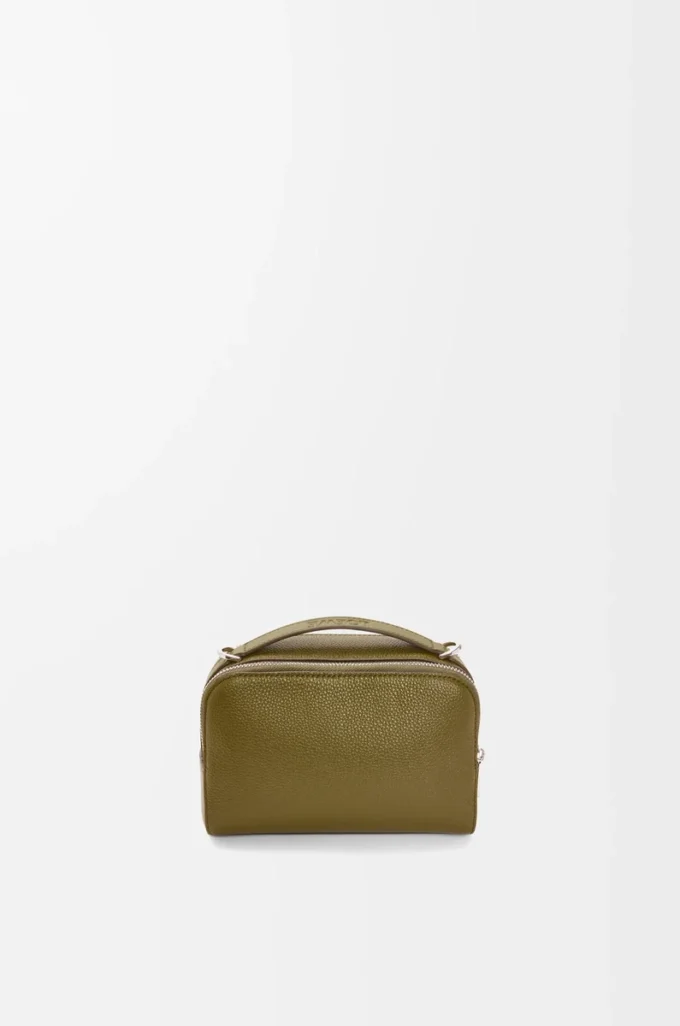 Mini crossbody camera bag in soft grained calfskin Olive