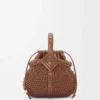 Mini Diamond Round Basket bag in calfskin Dark Tan Mini Diamond Round Basket bag in calfskin Dark Tan