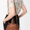 Mini Diamond Round Basket bag in calfskin Dark Tan Mini Diamond Round Basket bag in calfskin Dark Tan