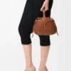 Mini Diamond Round Basket bag in calfskin Dark Tan Mini Diamond Round Basket bag in calfskin Dark Tan