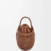 Mini Diamond Round Basket bag in calfskin Dark Tan Mini Diamond Round Basket bag in calfskin Dark Tan