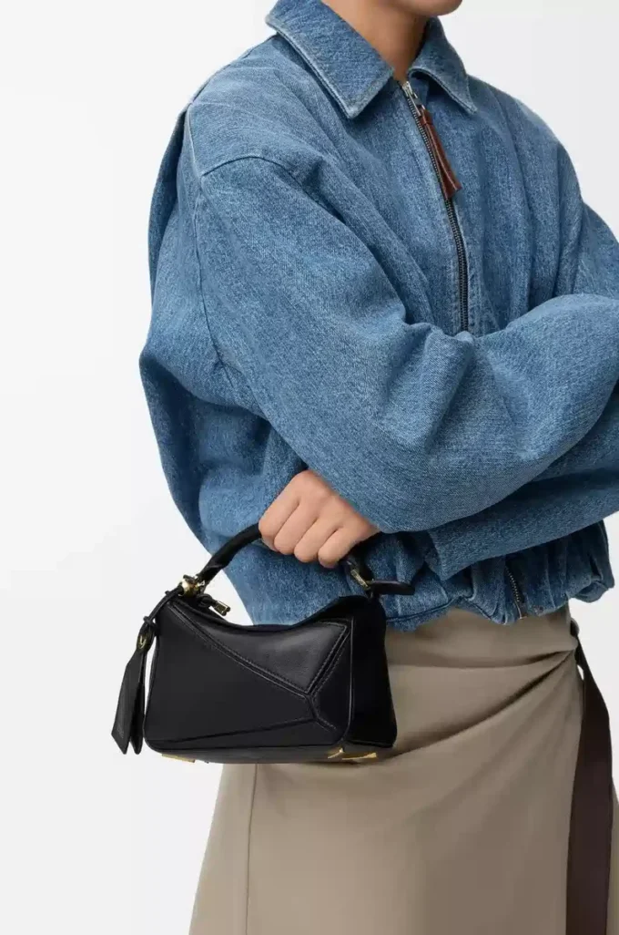 Mini Featherlight Puzzle bag in nappa lambskin Black Mini Featherlight Puzzle bag in nappa lambskin Black