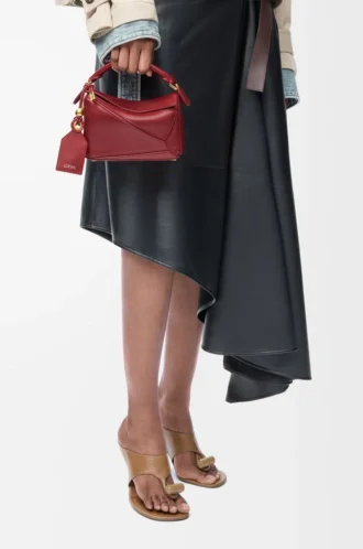 Mini Featherlight Puzzle bag in nappa lambskin Burnt Red