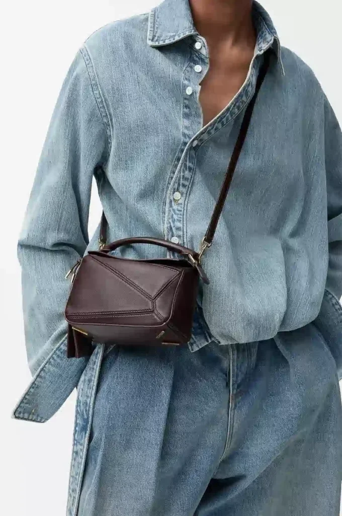 Mini Featherlight Puzzle bag in nappa lambskin Dark Chestnut Mini Featherlight Puzzle bag in nappa lambskin Dark Chestnut