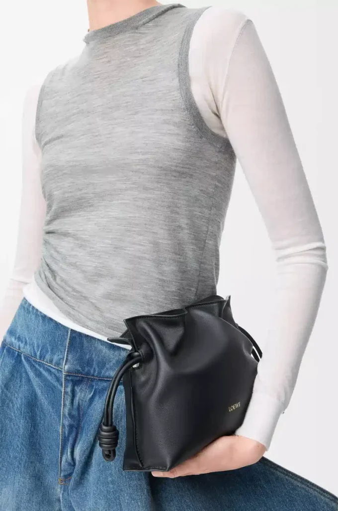 Mini Flamenco clutch in nappa calfskin Black Mini Flamenco clutch in nappa calfskin Black