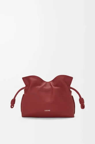 Mini Flamenco clutch in nappa calfskin Burnt Red