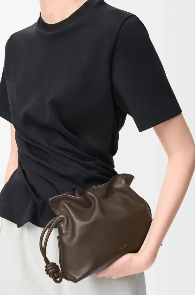 Mini Flamenco clutch in nappa calfskin Chocolate Mini Flamenco clutch in nappa calfskin Chocolate