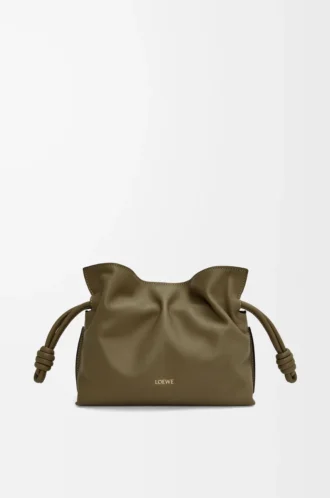 Mini Flamenco clutch in nappa calfskin Dark Khaki