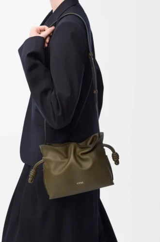Mini Flamenco clutch in nappa calfskin Dark Khaki